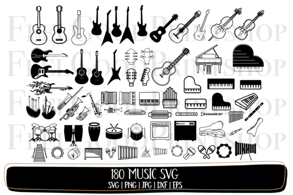 180 Music SVG Bundle Musical Instruments