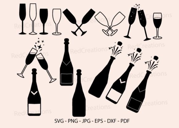 Champagne Bottle Svg, Toast Glass, Party