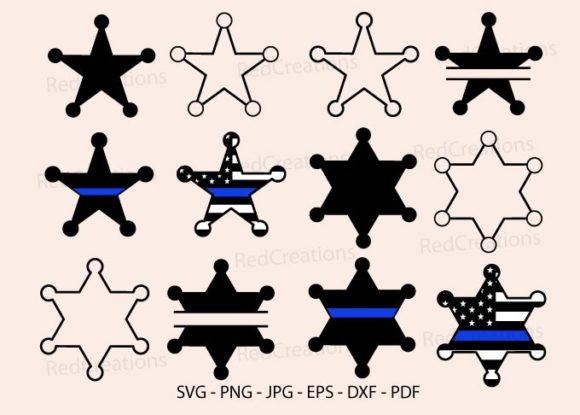 Deputy Sheriff Badge Star Blue Line Svg