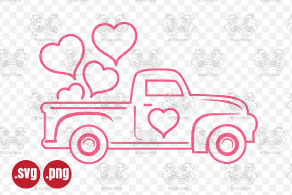 Pink Truck with Hearts Svg, Valentine